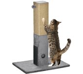 PawHut Poste Rascador para Gatos 79 cm Rascador para Gatos Arañador para Gatos con Bola Colgante Cascabel y Poste de Yute 59,5x39x79 cm Gris