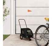 vidaXL Remolque de bicicleta mascotas hierro tela Oxford negro