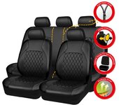 Upgrade Your Car Interior With 9Pcs/Set Quilted Leather Thread Pressing Seat Covers - Airbag Compatible & Breathable!