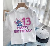 Stitch T-shirt 2025 Children Birthday Number 123456789 10 11 12 13 14 Kids Tee Top Summer Casual Clothes Boutique Boy Girl Gifts