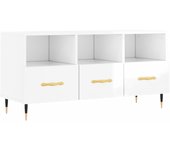 Mueble TV combinadoMueble de TV madera contrachapada blanco brillo 102x36x50 cm