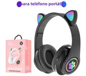 Auriculares Bluetooth Con Orejas De Gato Lindo LED Flash Stereo Plegables Inalámbricos Con Micrófono TF FM Para Niñas Regalos De Niños