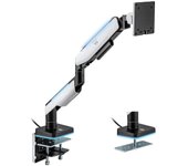 Ewent soporte de mesa rgb para monitor/tv - giratorio e inclinable - iluminacion rgb - acero y aluminio - compatible vesa - carga maxima 20kg - brazo articulado - sistema de pasacables - color blanco