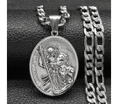 Religious ST.Christopher Protect Us Medal Necklace for Women Men Stainless Steel Silver Color Catholic Saint Chain Jewelry