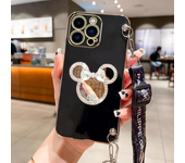 Bling Makeup Mirror Holder Bracelet Strap Lanyard Phone Case For iphone 15 14 12 Pro Max  11 13 X XS XR Cover