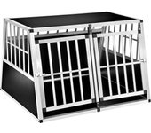Tectake - Transportín doble con pared trasera inclinada  Espacio tranquilo y agradable  Fácil limpieza  Esquinas de plástico para evitar lesiones