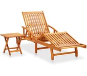 vidaXL Tumbona de jardín con mesa y cojín madera maciza de acacia Antracita, Gris, Crema Sillas de Exterior Ideal para jardín, playa, piscina, terraza Tumbona Piscina Tumbonas Playa Tumbonas Jardín Exterior