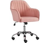 Silla de Oficina Ergonómica Reclinable Silla de Escritorio con Ruedas Giratorias de 360° Silla de Ordenador Ajustable en Altura con Asiento Acolchado Carga MAX 136 KG Rosa
