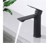 Grifo de lavabo Negro, monomando de baño, de agua fría y caliente para baño en Maple inoxidable
