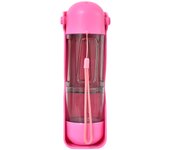Botella de agua para perros, botella de agua para perros de viaje, botella de agua portátil para perros 3 en 1 (rosa)