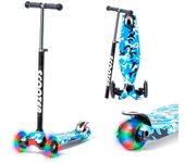 ATAA Patinete de 3 ruedas ATAA Flash, patinete para niños de 3 ruedas con luces LED en todas las ruedas, bonito diseño, manillar regulable en altura, giro por gravedad