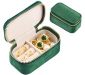 Mini estuche de viaje para joyas, caja de terciopelo para joyas de viaje pequeña, caja organizadora de joyas portátil para viajes (mini-verde esmeralda)