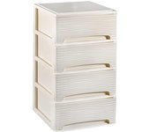 COM-FORT HOUSE  Cajonera Apilable de Plástico  Modelo Ondas  Color Blanco Roto  Cajones de Almacenamiento Modular