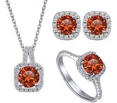JoyceJelly S925 Sterling Silver jewelry for women 1 carat moissanite diamond 3 pieces set necklace ring earrings wedding party