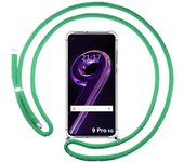 Funda Colgante Transparente para Realme 9 Pro 5G con Cordon Verde Agua