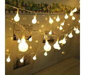 6M Battery Powerd LED Ball String Outdoor Garland Bulb Fairy Chain Lights Decoration Party Home Wedding Garden Christmas Decor