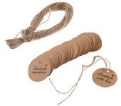 100pcs/lot Handmade With Love Labels Hang Tags Blank Kraft Paper With 20m String Tag Labels Party Favors Gift