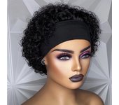 Short Headband Wig Human Hair Wigs Pixie Cut Curly Wig Colored  6 Inches Human Hair Machine Made
