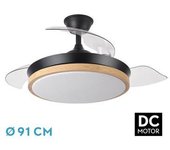 FABRILAMP Ventilador de Techo DC Evros Negro/Haya 72W 3 Aspas Desplegables - Estilo y Funcionalidad