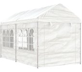 vidaXL Cenador con techo polietileno blanco 4,46x2,28x2,69 m