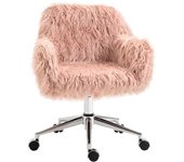 Vinsetto Silla ejecutiva Silla giratoria Silla para computadora Silla de Maquillaje con Asiento de Piel sintética Regulable en Altura para niñas Espuma de Piel sintética Rosa + Plata 57 x 60 x 75-85 cm