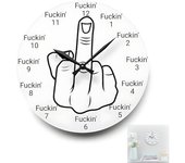 Reloj de pared con dedo medio, divertido reloj de pared con dedo medio, reloj de pared cuadrado redondo con dedo medio de 8 pulgadas, reloj de pared grande con humor para adultos, regalo de mordaza de Navidad para decoración de sala de estar y dormitorio