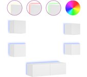 Mueble TV combinadoMuebles de TV de pared con luces LED 5 piezas blanco