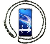 Tumundosmartphone Funda Colgante Transparente para Vivo Y20s / Y11s con Cordon Verde / Dorado