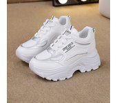 Fashion Chunky Platform Sneakers Women 2024 Spring Thick Bottom Sprots Shoes Woman PU Leather Mix Color Lace Up Casual Shoes
