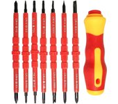 Juego de destornilladores eléctricos aislados, Kit de herramientas de reparación de electricista de aleación multifuncional 14 en 1, 7 Uds.