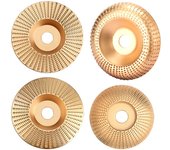 SOMY 4 unidades de muelas abrasivas en ángulo de madera, disco moldeador de tungsteno, disco abrasivo para tallar amoladora de madera, pulido con capó de eje de 16 mm y esponja de pulido