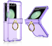 For Samsung Galaxy Z Flip 6 5 4 3 Case Colorful Transparent Fold Hingle Ring Bracket Four Corner Shockproof Protection Back Case
