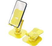 Soporte de teléfono de metal ajustable para mesa, soporte de escritorio para teléfono móvil portátil de múltiples ángulos, soporte estable para tableta, color amarillo