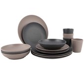 Bo-Camp - Urban Outdoor collection - Vajilla - Folkestone - 16 Piezas - Beige/Gris