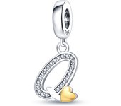 100% 925 Silver Small Pendant With Gold Lucky 26 Letters A-Z Design Charms Beads Fit 3mm Bracelets DIY Fine Jewelry Making