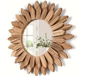 Bohemian Sunflower Style Mirror, Wall Mirror, Wooden Decorative Mirror, Bedroom Living Room Wall Mirror, Home Decoration