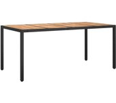 Mesa de Jardín Madera Acacia sintético Negro 190x90x75cm
