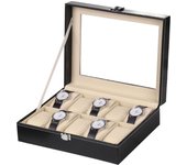Caja de Reloj de Muñeca de 20 Ranuras Organizador de Almacenamiento de Cuero PU Regalo de Hombre