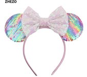 Disney Mickey Mouse Oor Hoofdbanden Frozen Elsa Anna Strik Pailletten Hoofdband Kids Party Cadeau Kinderen Diy Haaraccessoires