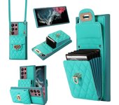 Luxury Case Multi Card Slot Leather Texture Back for Samsung Galaxy S24 23 22 21 20 FE Ultra Plus A12 13 14 34 52 53 54