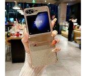 Z Flip6 Electroplate Glitter Diamond Hinge 2in1 Phone Case for Samsung Galaxy Zflip5 Z Flip 6 5 4 3 Flip4 Shiny Shockproof Cover