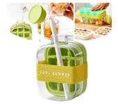 My Crush Cup, Cubitera, Bandeja para Cubitos de Hielo, Cubitera con Tapa y Recipiente, Cubitera para Botellas de Agua, Cubitera con Prensa en Forma de Tetera (Verde, 800 ml)