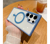Frosted Frame Magnetic Magsafe Cases For Samsung Galaxy S24 S23 S22 Ultra Plus Wireless Charging Acrylic Bumper Cell Phone Cover