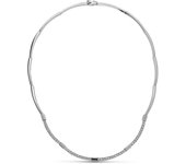 Inmaculada Romero Gargantilla Oro Blanco 18k Mujer Eslabones Tubos Lisos Combinados Circonitas Diseño Elegante
