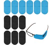 12 Pièces Cache Oeil pour Lunettes - Réutilisable Cache Oeil, Cache-Oeil en Tissu Non Tissé pour Lunettes, Amélioration de la Vision de l'Amblyopie et du Strabisme, Adultes et Enfants, Noir et Bleu