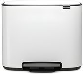 Brabantia Bo Pedal - Cubo de basura, Acero Inoxidable, 3 cubos interiores , Blanco, 3 x 11 litros