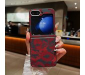 Red Lips Print Folding Phone Case For Samsung Galaxy Z Flip 6 5 4 3 Leather Texture TPU Cover For Samsung Z Flip6 Flip5 Flip4 5G