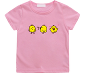 Cute Kiiroitori Yellow Chick Printing T-shirt 100% Cotton Summer Casual Tee-shirt for Boys/Girls Children Comfortable Tshirts
