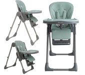 Olmitos Trona bebe multi posición ligera- Ajuste de altura y reclinable - Doble bandeja extraíble 3 posiciones - Funda de Polipiel Acolchada fácil limpieza- Arnés 5 Puntos hasta 3 años