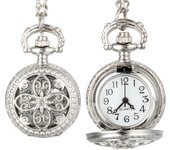Vintage Hollow Pocket Watch Simplicity Flower Pattern Alloy Quartz Pendant Watch Necklace For Women Gathering Clock Gifts